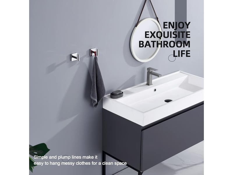  Lot de 2 crochets à peignoir, pour salle de bain  mur en acier inoxydable chromé  - Conforama B
