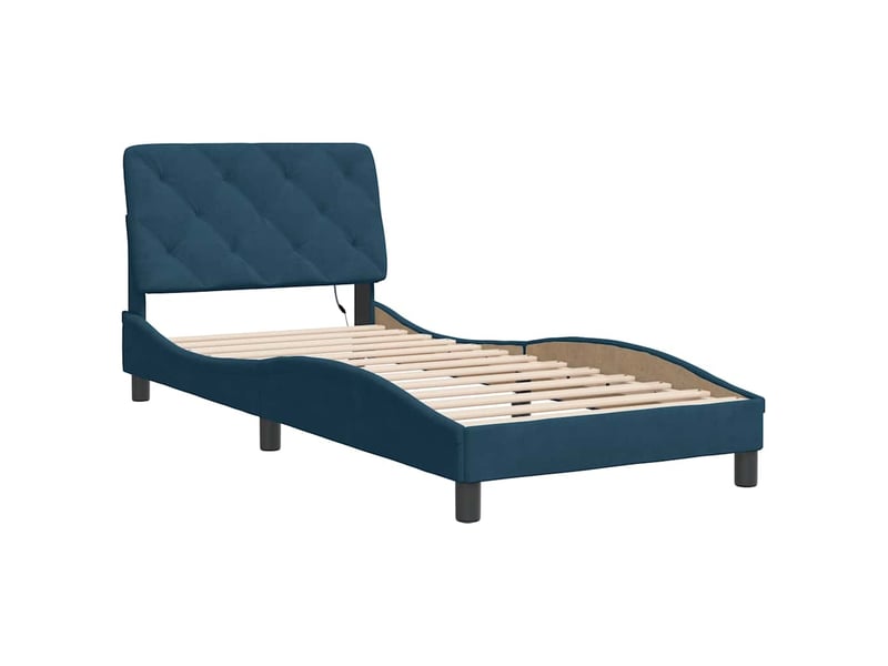  Lit simple- lit adulte -  cadre de lit avec led sans matelas bleu 80x200 cm velours  - Conforama B