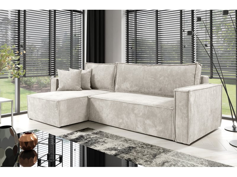  Canapé d'angle convertible cord jimmy clair gris  - Conforama B