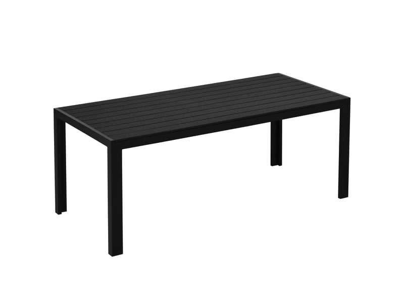 Table de jardin ulevr rectangulaire 190 x 84,5 x 72 cm, résistante aux intempéries, plateau en composite bois-plastique, structure en aluminium, noire - Conforama B