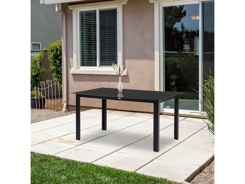 Table de jardin rectangulaire aluminium noir 150x90x74cm - Conforama D