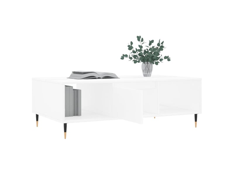  Table basse rectangulaire | table de salon blanc 104x60x35 cm bois d'ingénierie shl3694  - Conforama D