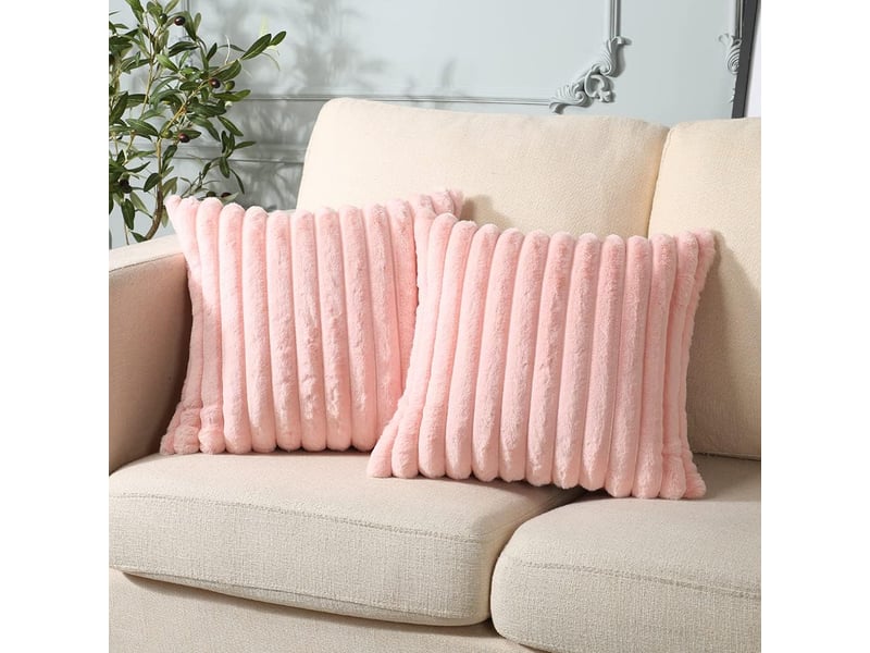  Taie d'oreiller en velours,50 x 50 cm,housse simple face,velours,rose,deux  - Conforama B