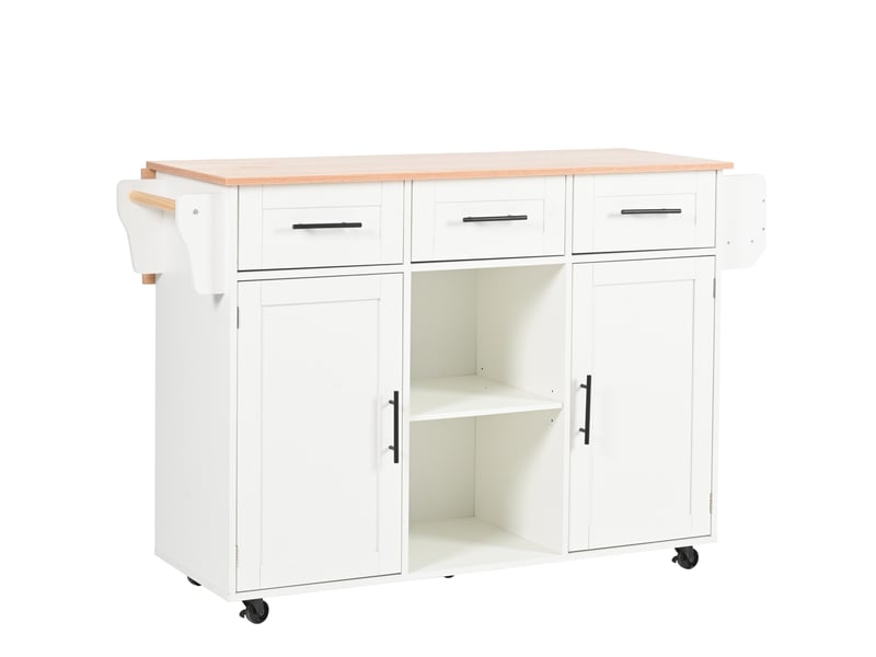  Desserte de cuisine en mdf 139 x 46-71 x 91,5 cm, plateau rabattable, blanche  - Conforama A