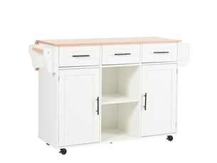 Desserte de cuisine en mdf 139 x 46-71 x 91,5 cm, plateau rabattable, blanche