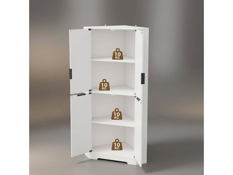  Buffet de cuisine d'angle blanc 60x60x172 cm avec 4 portes et rangements  - Conforama C
