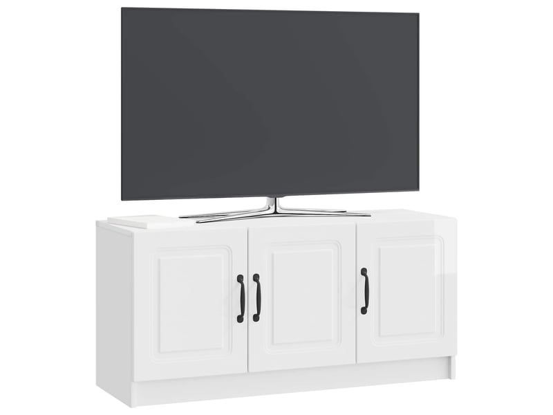  Meuble tv - banc tv - meuble de rangement blanc brillant 99 x 34,5 x 47 cm bois d'ingénierie  - Conforama C