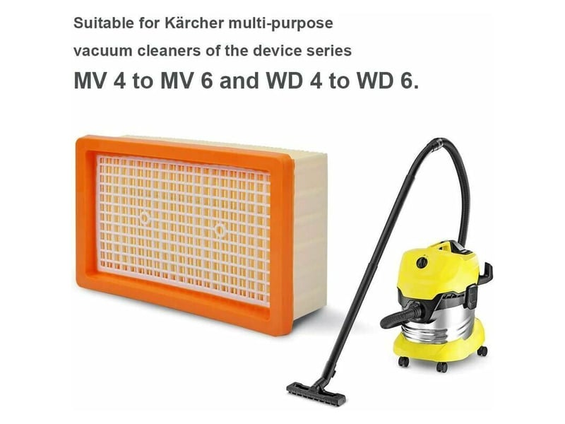  Lot de 2 filtres plissés plats compatibles avec les aspirateurs multi-usages kärcher mv4 mv5 mv6 wd4 wd5 wd6  - Conforama C