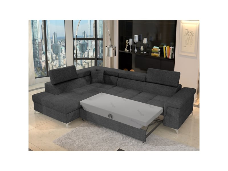 Canapé d'angle convertible palazzo 4 places gris foncé – angle gauche avec 1 coussin - Conforama B
