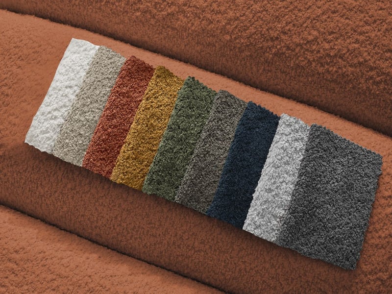  Bobochic canapé droit fixe 3 places talia tissu bouclette avec pouf orange TALIA - Conforama C