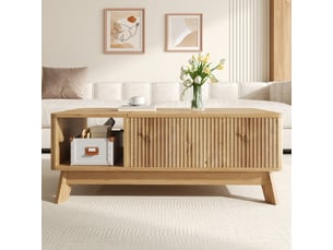 Table basse rectangulaire coloris naturel <strong></strong> <strong></strong> - 48 cmx95 cm