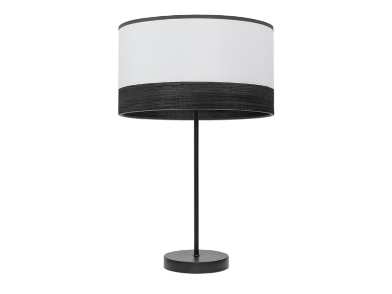  Fabrilamp olga grande lampe à poser noir blanc effet bois noir, abat-jour textile effet bois, 1 x e27, 62 cm 190071109 - Conforama A