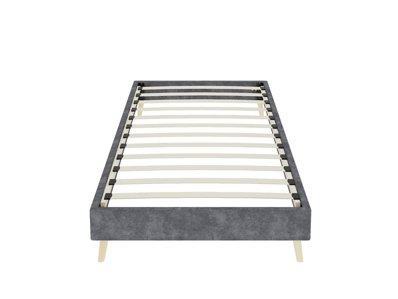  Cadre de lit, lit enfant 90x200 cm, cadre bas, velours gris, sans matelas  - Conforama B