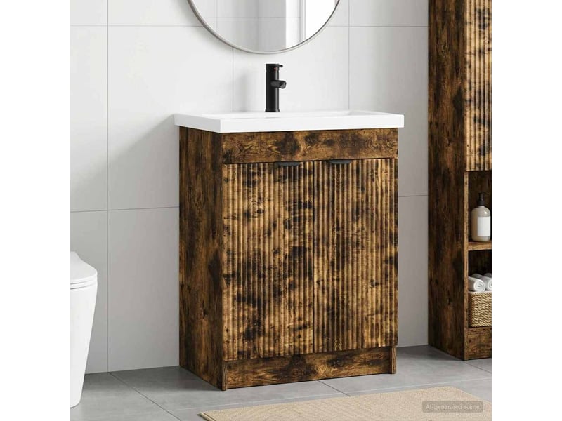 Ensemble de mobilier de salle de bain chêne fumé shl4943 - Conforama B