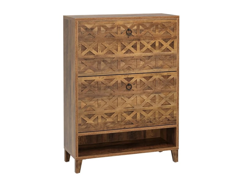  Meuble à chaussures 2 abattants avec rangement 80 x 24 x 110 cm evryae  - Conforama A
