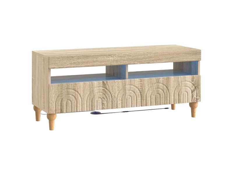 Ensemble de 3 meubles tv led chêne sonoma bois d'ingénierie shl43385 - Conforama E
