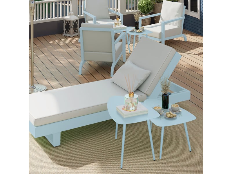  Lot de 2 tables basse de jardin, table gigogne, tables d'appoint steel bleu clair 65x45x45cm  - Conforama D