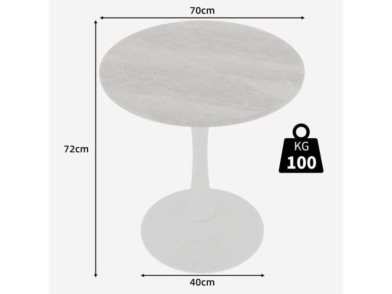  Table basse moderne - blanc - marbre artificiel - style milieu du siècle - adaptée pour 2 à 4 personnes 70x70x72cm - Conforama C