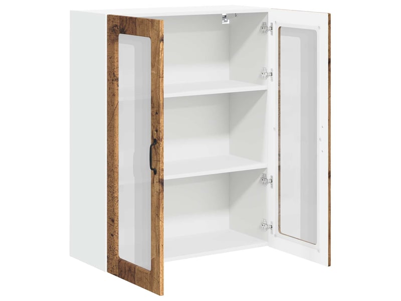  Meuble mural de cuisine, cabinet en verre mural bois ancien 80x31x100cm shl6356  - Conforama E