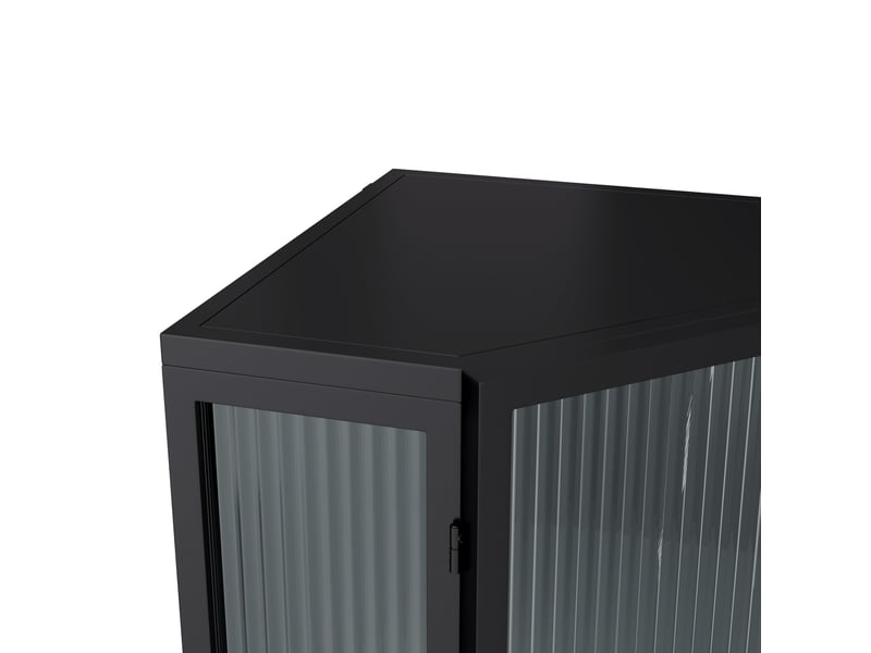  Armoire d'angle 56x42,5x110 cm trois niveaux verre trempé métal noir  - Conforama D