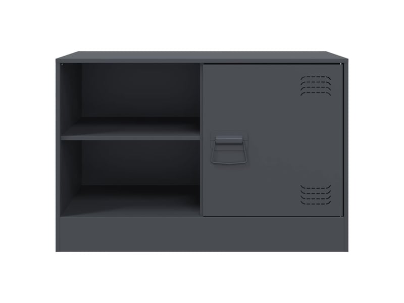  Lot de 2 meuble tv bas salon anthracite 67x39x44 cm acier shl51448  - Conforama E