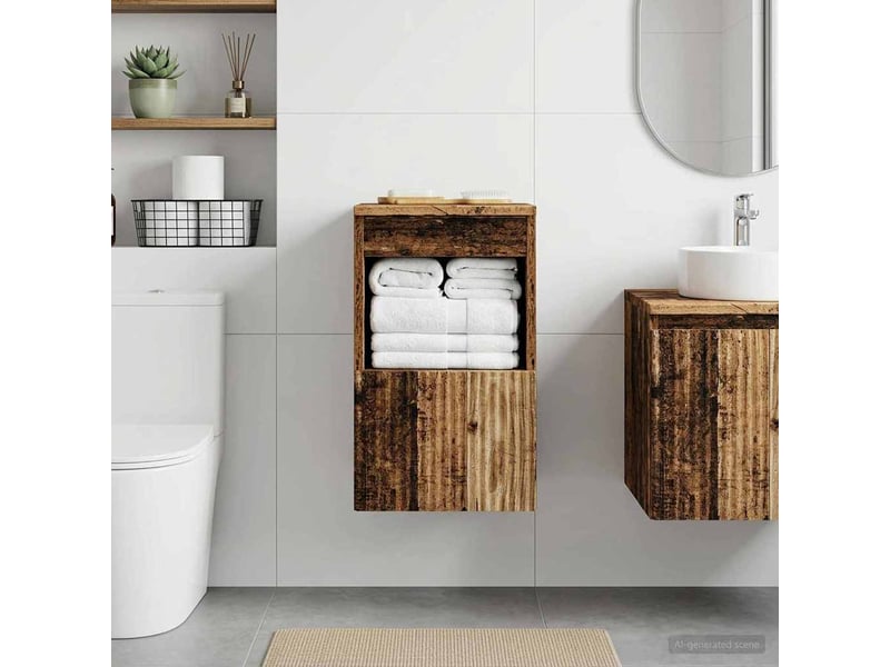  Armoire de salle de bain, meuble de rangement bois ancien 30x35x50 cm  - Conforama B