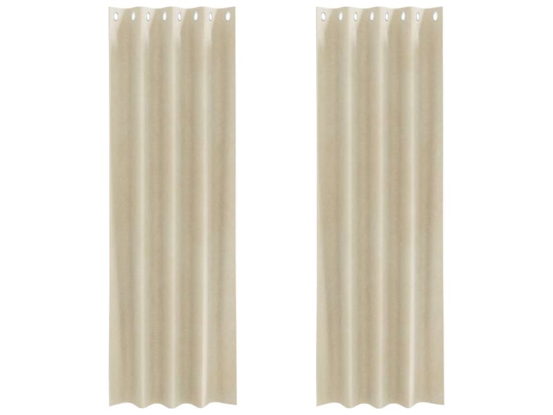  Lot de 2 rideaux, rideaux de fenêtre crème 140 x 225 cm velours cf44023  - Conforama A