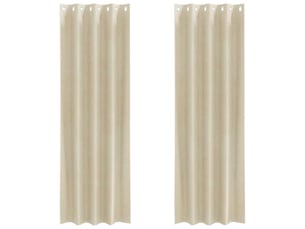 Lot de 2 rideaux, rideaux de fenêtre crème 140 x 225 cm velours cf44023