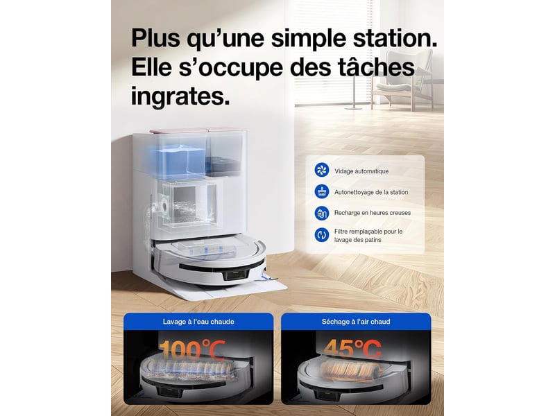  ECOVACS DEEBOT T90 Max Pro Omni Robot Aspirateur Laveur, 40000Pa, OZMO Roller 3.0, TruEdge 3.0 40kPa,Version Améliorée du T90 - Conforama R