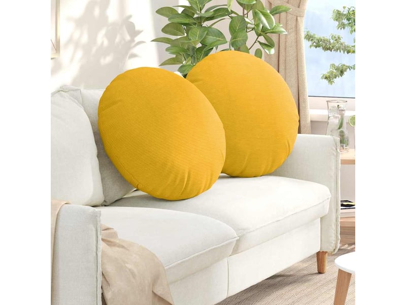 Lot de 2 coussins de siège, coussins décoratifs tissu en velours côtelé jaune clair cf59809 - Conforama B