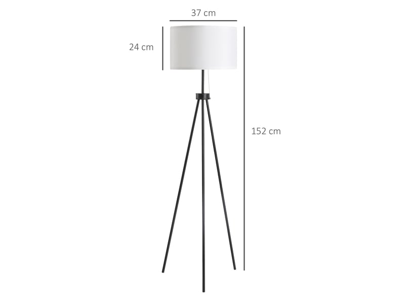  Lampadaire moderne e27 37x37x152 cm structure stable en métal noir et blanc sans ampoule  - Conforama E