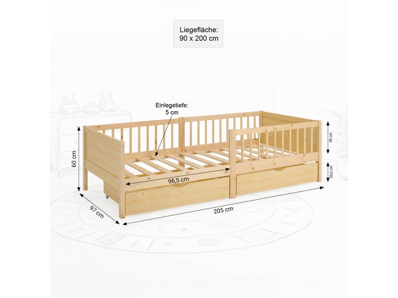  Lit enfant 90x200 cm naturel 3230 - Conforama B
