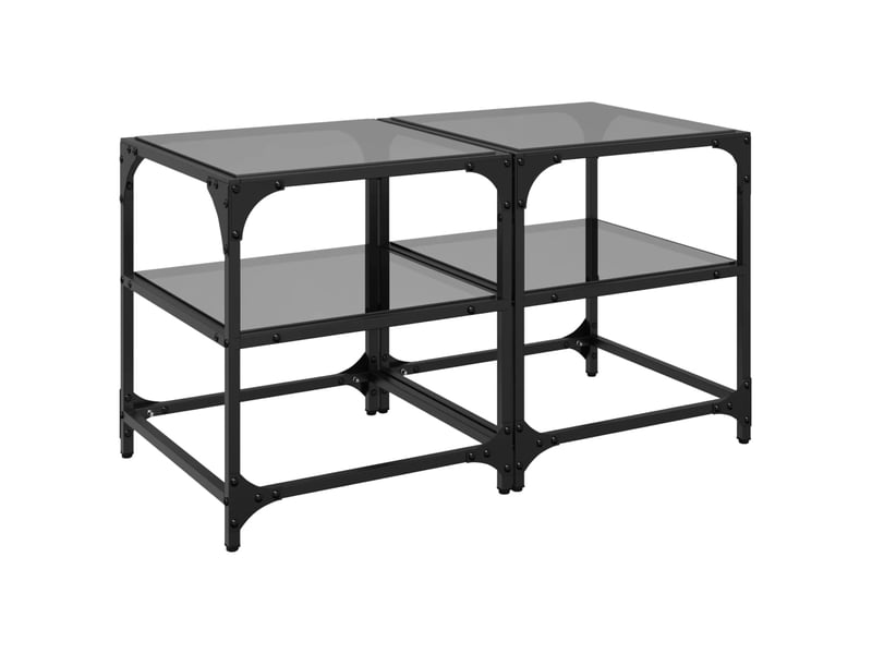  Tables basses avec dessus en verre noir 2 pcs 40x40x45 cm acier  - Conforama A