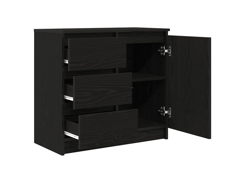  Buffet - bahut - meuble de rangement avec tiroir chêne noir 71x35x65 cm bois d'ingénierie  - Conforama E