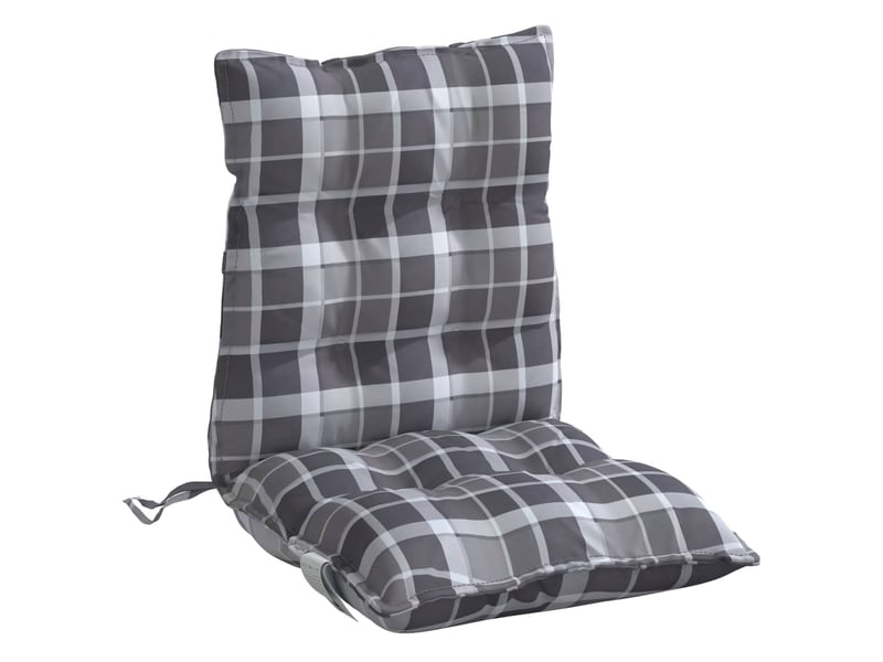  Lot de 2 coussins d'extérieur, coussins de chaise motif à carreaux grises cf56394  - Conforama E