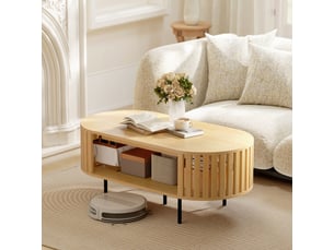 Table basse ovale coloris naturel <strong></strong> <strong></strong> - 50 cmx100 cm