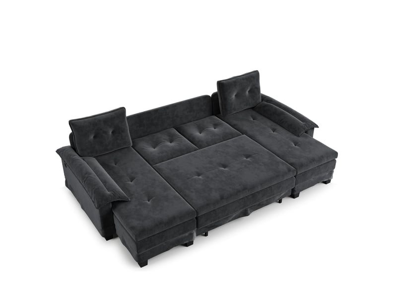  Canapé panoramique en u convertible 278 cm en tissu chenille gris, lit gigogne, port... IKSETERA TRADING LTD - Conforama D