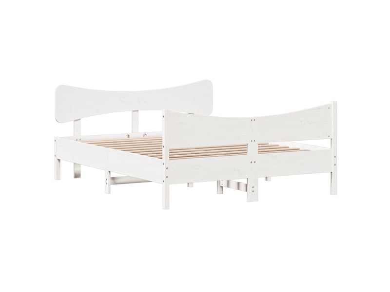 Lit double- lit adulte - cadre de lit sans matelas blanc 150x200 cm bois de pin massif - Conforama B