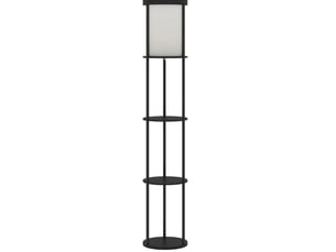 Lampadaire avec 3 étagères rondes télécommande et variateur de lumière noir evryae
