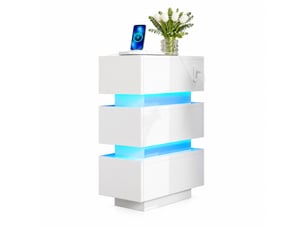 Lot de 2 tables de chevet étroites 20 x 40 x 59,5 cm, led, usb et type-c, blanches