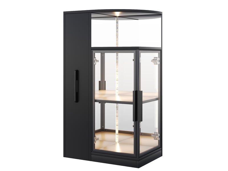  Vitrine en verre avec éclairage led et meuble latéral coulissant noir 64x42x112 cm N880P4919501S - Conforama A