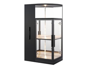 Vitrine en verre avec éclairage led et meuble latéral coulissant noir 64x42x112 cm