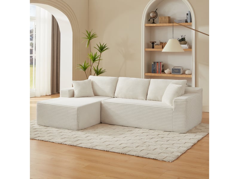  Canapé modulable en l, 3 places, en mousse à mémoire de forme, style cloud, grande méridienne  - Conforama E
