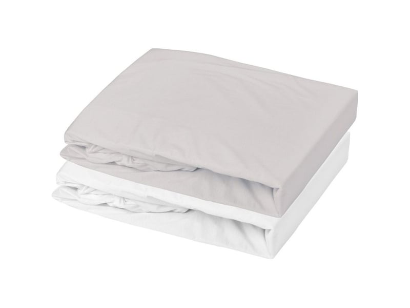  Drap housse bebe 2pcs jersey coton 60x120 cm blanc gris souris poche 15 cm maille extensible 1901580 - Conforama A