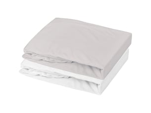Drap housse bebe 2pcs jersey coton 60x120 cm blanc gris souris poche 15 cm maille extensible