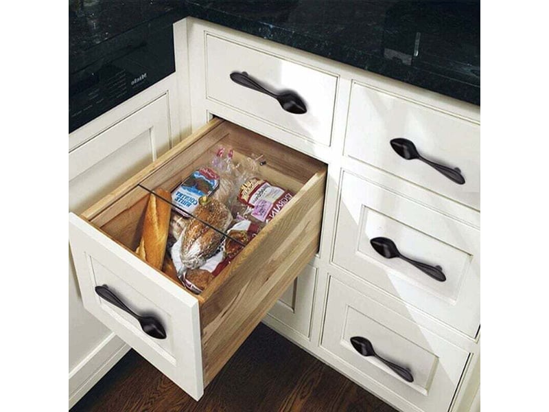 Lot de 3 poignées d'armoire en forme de cuillère à couteau en forme de fourchette poignées de porte trou central 7,6 cm noir mat  - Conforama D