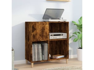 Armoire à disques, armoire de rangement chêne fumé 84,5x38x89 cm bois d'ingénierie shl3242