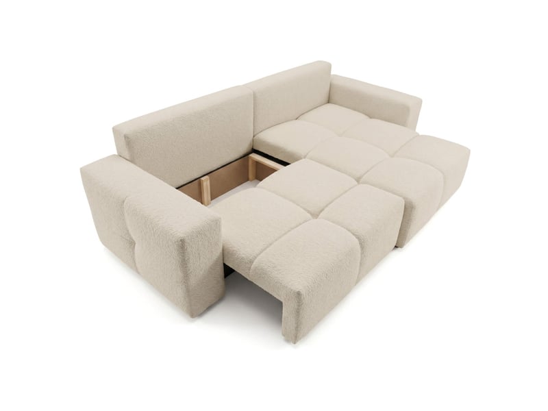 Celine - canapé d'angle convertible et réversible 4 places en bouclette  - Conforama D