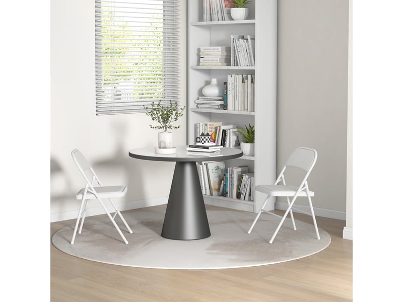  Lot de 2 chaises pliantes chaises de salle à manger portables cadre en acier dim. 45l x 46p x 78h cm blanc  - Conforama D