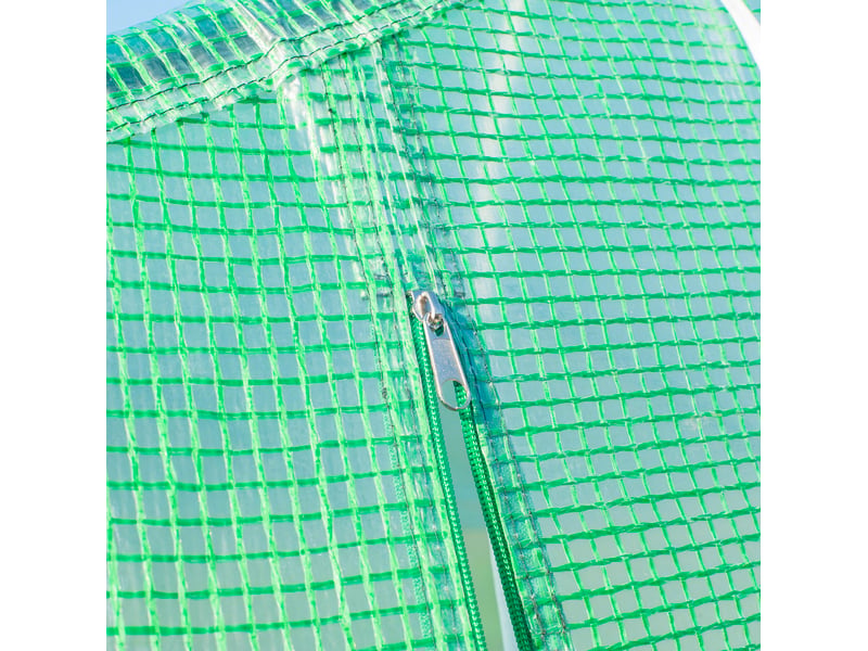  Serre de jardin 595x300x200 cm – verte – porte zippée, fenêtres enroulables et structure en acier galvanisé  - Conforama E